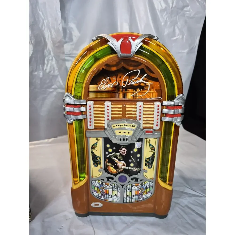 Rare Elvis Presley By Vandor Jukebox Cookie Jar Plays All Shook Up Never Used.
